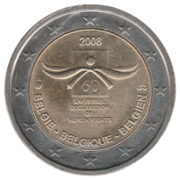 2 euro commémorative Belgique 2008 - Déclaration Universelle des Droits de l'Homme