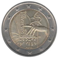 2 euro commémorative Italie 2009 - Louis Braille