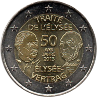 2 euro commémorative France 2013 - 50 ans du traité de l'Elysée