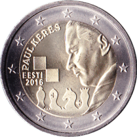 2 euro commémorative Estonie 2016 - Paul Keres