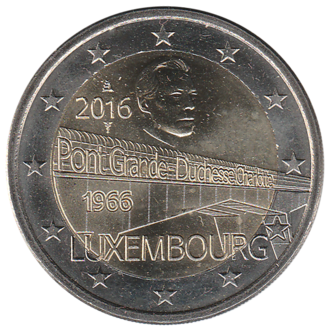 2 euro commémorative Luxembourg 2016 - pont de la Grande Duchesse Charlotte