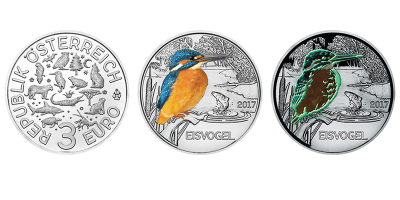 3 euro Autriche 2017 – Eisvogel