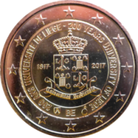 2 euro commémorative Belgique 2017 (version française) - Université de Liège (coincard FR)