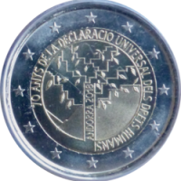 2 euro commémorative Andorre 2018 - Déclaration Universelle Droits de l'Homme (coincard)