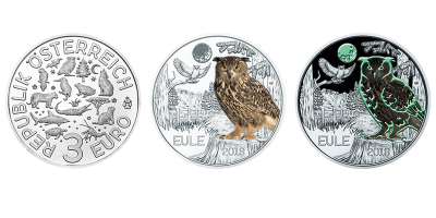 3 euro Autriche 2018 – Eule