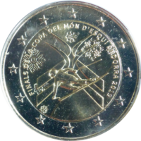 2 euro commémorative Andorre 2019 - Coupe du monde de ski alpin (coincard)