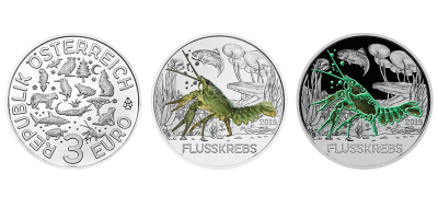 3 euro Autriche 2019 – Flusskrebs