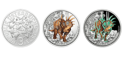 3 euro Autriche 2021 – Styracosaurus albertensis