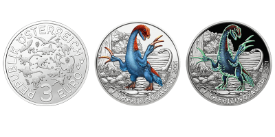 3 euro Autriche 2021 – Therizinosaurus cheloniformis