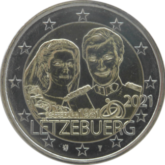 2 euro commémorative Luxembourg 2021 - Mariage du Grand Duc Henri (version relief)