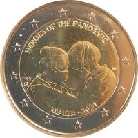 2 euro commémorative Malte 2021 - Héros de la pandémie (coincard)