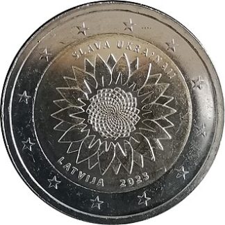 2 euro commémorative Lettonie 2023 - tournesol Ukrainien (coincard)