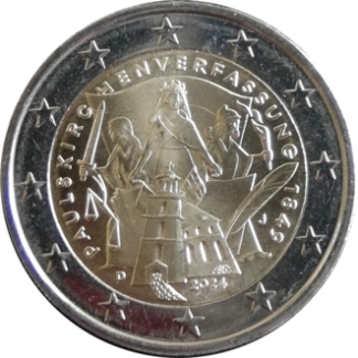 2 euro commémorative Allemagne 2024 - constitution de l'Eglise Saint-Paul de Francfort - atelier F