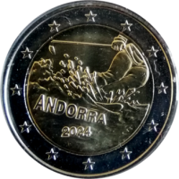 2 euro commémorative Andorre 2024 - 100 ans de Ski en Andorre (coincard)