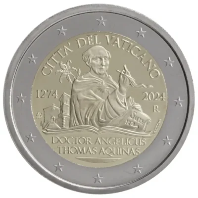 2 euro commémorative Vatican 2024 - Saint Thomas d'Aquin (coincard)
