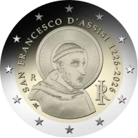 2 euro commémorative Italie 2026 -  Saint François d'assise