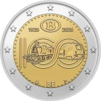 2 euro commémorative Belgique 2026 - 100 ans des chemins de fer belges (coffret polissage inversé)