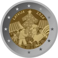 2 euro commémorative Lettonie 2026 - marchés de Noël